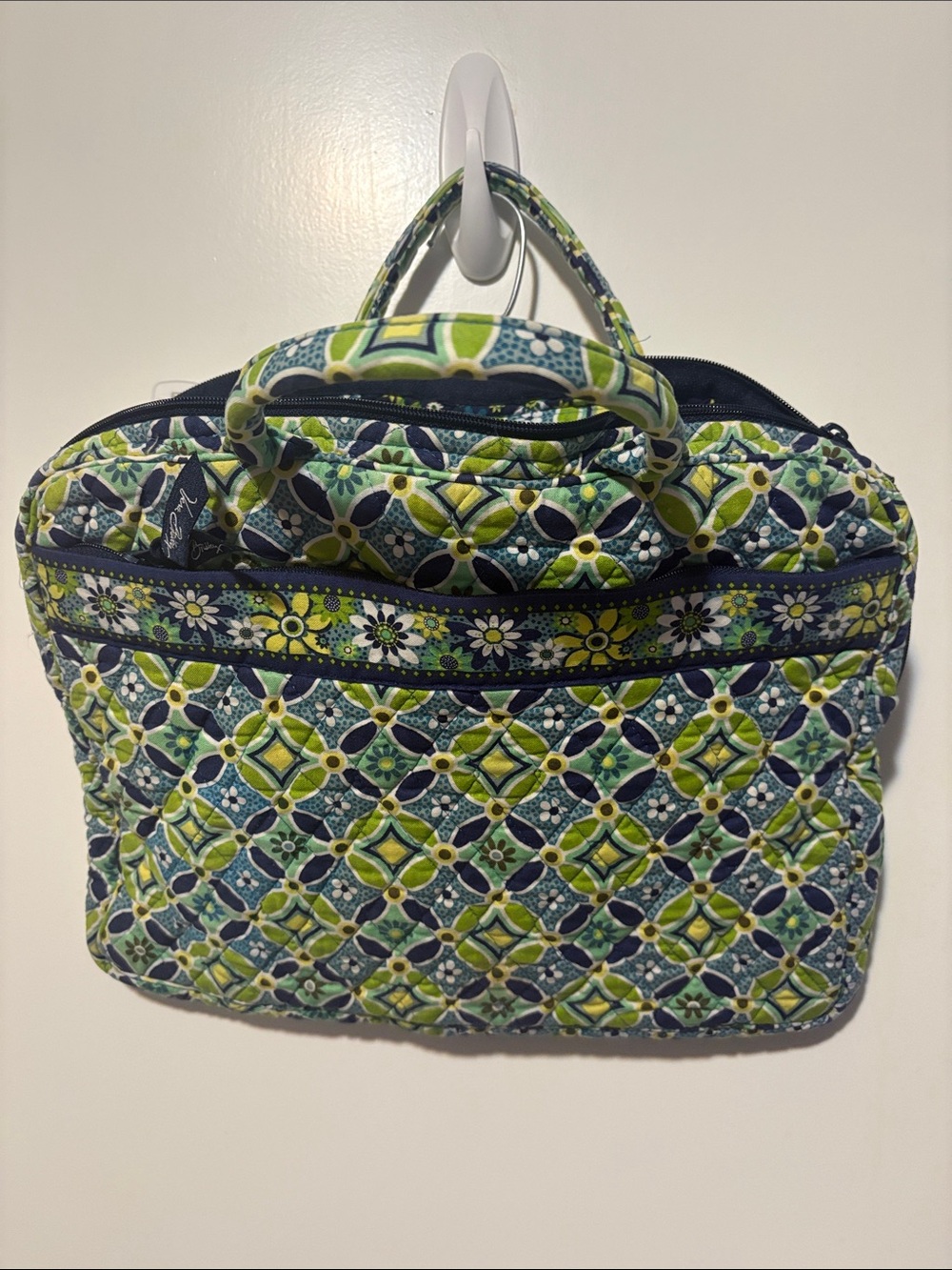 Vera Bradley Quilted Floral Tote Bag in Navy & Green